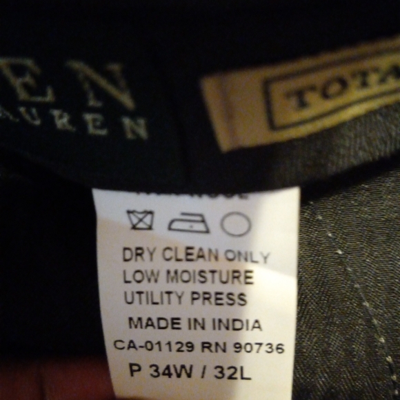 mens lauren ralph lauren total comfort pants P 34x32 black & white check slacks - Picture 3 of 5